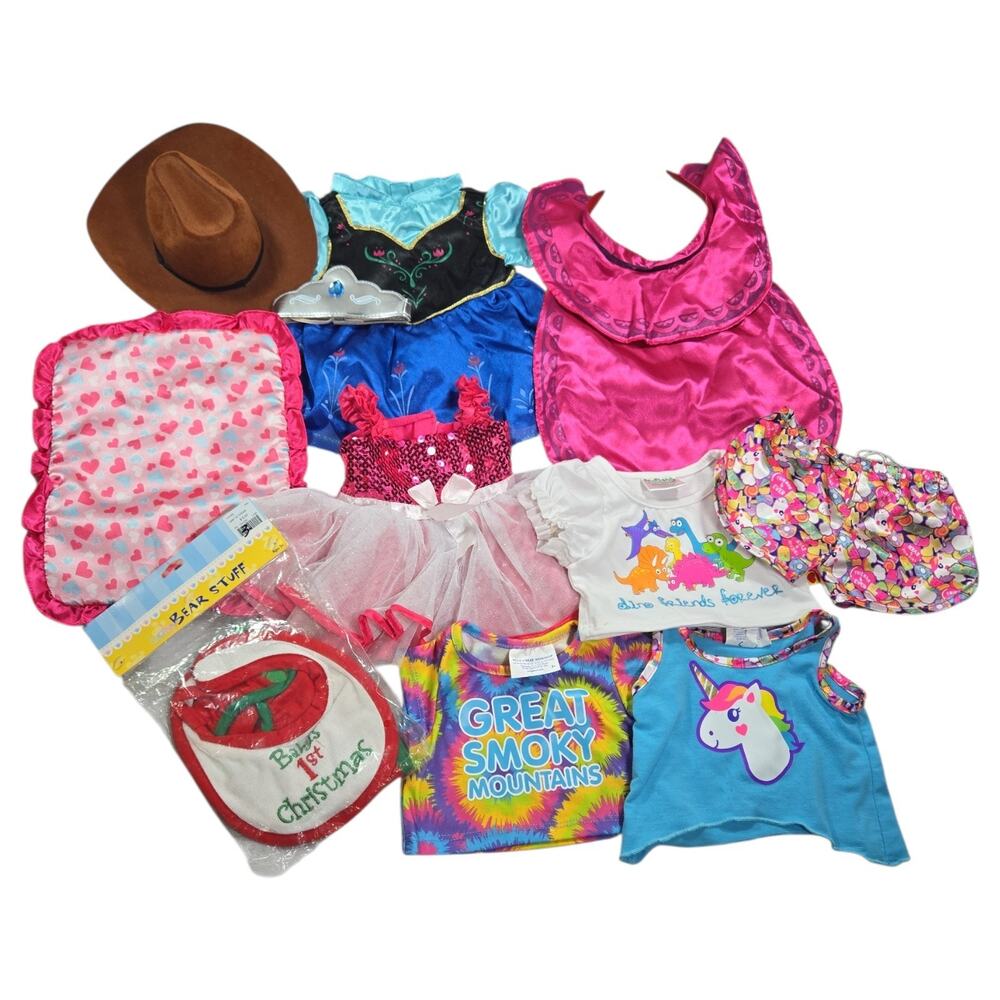 Build A Bear Accessories LOT Dresses Shirts Costume Cowboy Hat Mixed Outfits